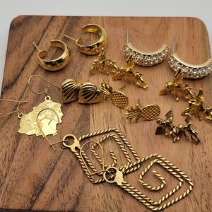 Shiny Gold-Tone Earrings Lot